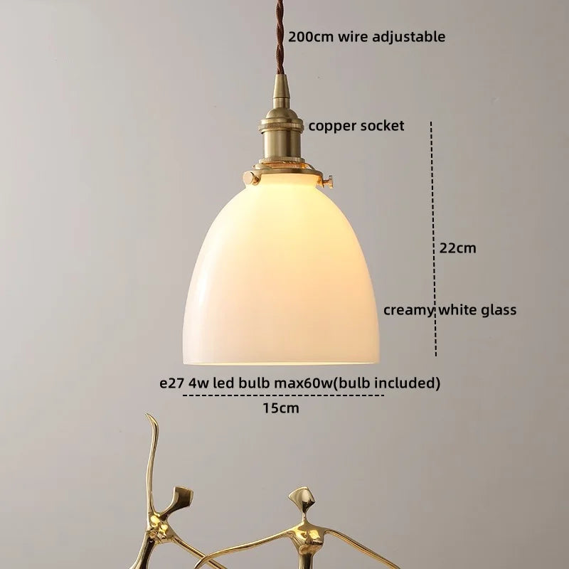 Axyaa White Ceramic LED Pendant Light Fixture with Copper Nordic Design