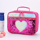 Axyaa Reversible Sequin Insulated Lunch Box for Kids - Waterproof Glitter Tote Bag