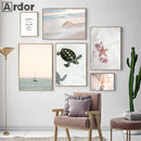 Axyaa Beach Starfish Bridge Canvas Painting - Nordic Wall Art Prints for Bedroom
