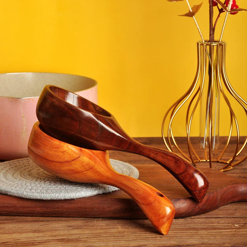 Axyaa Wooden Ramen Spoon Ladle Set - Japanese Style Kitchen Tableware