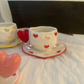 Axyaa 10oz Hand Painted Ceramic Coffee Mug Set with Heart Shape Handle