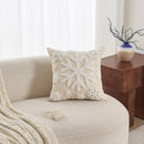 Cream Woven Tufted Pillowcase with Beige Tassel Embroidery by Axyaa