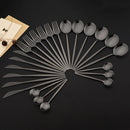 Axyaa 32-Piece Stainless Steel Black Cutlery Set Knife Fork Spoon Straw Flatware