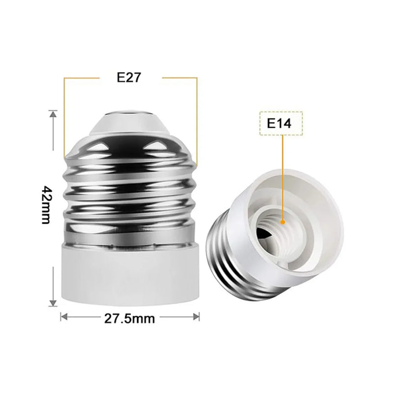 Axyaa E27 to E14 Socket Adapter: White Medium to Candelabra Bulb Converter