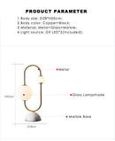 Axyaa Modern Marble LED Desk Lamp for Bedroom Living Room, Classic Metal Design