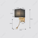 Axyaa LED Fabric Wall Light with Rotating Spotlight and USB Charging Port