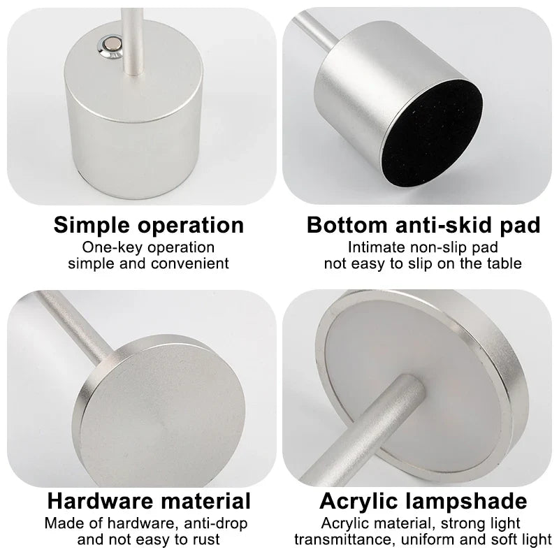 Axyaa Cordless LED Desk Lamp USB Rechargeable Night Light