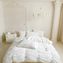 Axyaa White Pleated Duvet Cover Set, Microfiber Bedding with Pillowcases