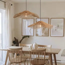 Rattan Straw Hat Chandeliers for Dining Room Kitchen by Axyaa