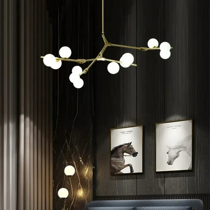 Axyaa Nordic Magic Bean Chandelier: Modern, Simple, LED Pendant Lamps for Home Decor.