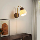 Axyaa Ceramic Wood LED Wall Sconce Pull Chain Switch Nordic Stair Light Fixtures