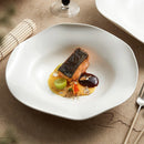 Axyaa White Ceramic Straw Hat Dish Irregular Salad Soup Plate