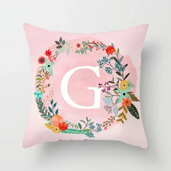 Axyaa Wreath Alphabet Pillow Cover - 45x45cm