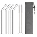 Axyaa Glass Straws 200*12mm - Reusable Eco-friendly Straws with Brush - Smoothie Tea Cocktail Juice
