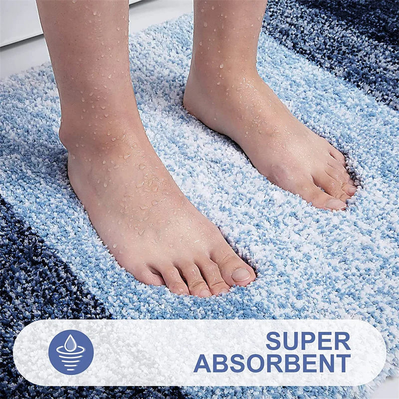Luxury Microfiber Bath Mat by Axyaa - Soft, Non-Slip, Super Absorbent Stone Rug