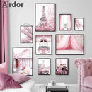 Pink Flower Balcony Tower Paris Wall Art Print by Axyaa - Nordic Canvas Painting