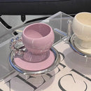 Axyaa Ceramic White Purple Latte Art Coffee Cup Set Couples Home Breakfast Mug