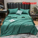 Axyaa Ice Silk Embroidered Quilt Set - Luxury European Style Cooling Blanket