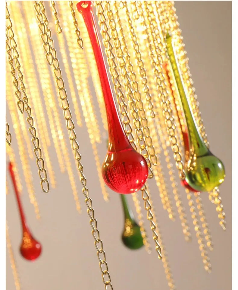 Axyaa Water Drop Tassel Chandelier: Luxury LED Home Decor Fixture