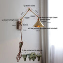 Axyaa Copper LED Swing Arm Wall Light Fixture Nodic Walnut Design