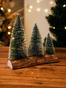 Axyaa Mini Christmas Tree Ornaments: Wooden Festive Holiday Decor Table Centerpiece