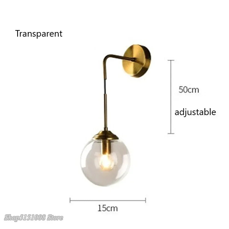 Nordic Glass Wall Lamps LED Luxury Round Vintage Ball Bathroom Mirror Beside Lamps