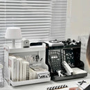 Axyaa Acrylic Desk Organizer Two-layer Storage Rack for Office Stationery and Cosmetics