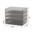Axyaa 4-Tier Stackable Paper Tray with Pen Cup - Durable PET Desktop Organizer