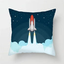 Cartoon Spacecraft Astronaut Rocket Pillowcase for Home Decor - Axyaa