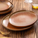 Axyaa Yellow Ceramic Steak Pasta Dessert Salad Plates Set Vintage Italian Tableware