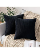 Axyaa Corduroy White Multi-Color Striped Throw Pillow Covers