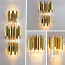 Axyaa Luxury Gold Crystal LED Wall Lamp for Elegant Home Lighting