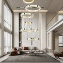 Axyaa Large Crystal Ceiling Pendant Light Fixture Luxury Villa Stairwell Decor Gold