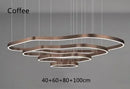 Axyaa Modern Terraces Chandelier: Circular Ring LED Indoor Lighting for Living Room, Coffee/Gold Restaurant