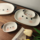 Axyaa Ceramics Dog Plate Set, Underglaze Color, Parent-Child Combination, Savoring Dish