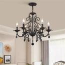 Axyaa Vintage Wrought Iron Chandelier with Clear Crystals
