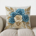 Axyaa Blue & Cream Floral Throw Pillow Cover for Sofa, Bedroom, Car & Home Decor