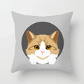 Axyaa Cute Cat Round Head Cushion Cover 45x45cm Polyester Pillowcase Square