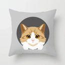 Axyaa Cute Cat Round Head Cushion Cover 45x45cm Polyester Pillowcase Square