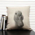 Axyaa African Animal Linen Pillow Cover 45x45cm - Lion, Elephant, Elk Portrait Decor