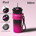 Axyaa Stainless Steel Coffee Cup with Straw and Rope - 500ML Thermos Mug