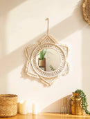 Nordic Boho Macrame Round Wall Mirror by Axyaa - Home Decor Crafts