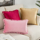 Axyaa Velvet Pompom Throw Pillow Cover - European Luxury Cushion Case