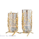 Axyaa Gold Metal Frame Glass Vase with Rattan Branches - Home Decor & Flower Arrangement