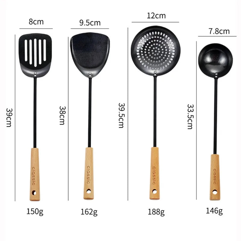 Axyaa Stainless Steel Wooden Handle Kitchen Utensil Set