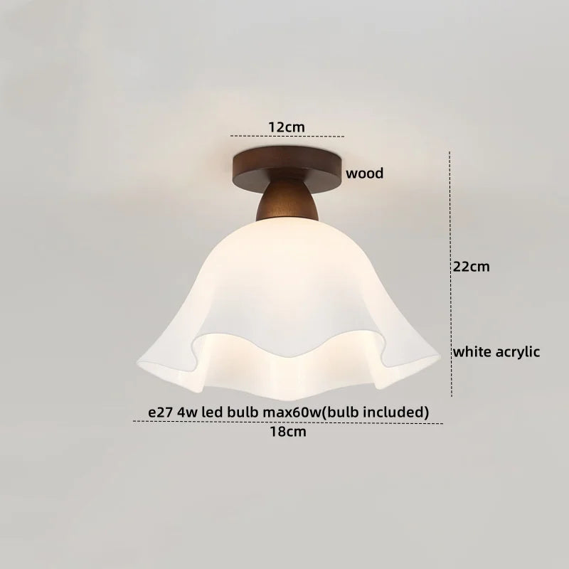 Axyaa Modern Wood Glass LED Ceiling Light for Kitchen Living Room Decor