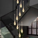 Axyaa Crystal Chandelier Stair Pendant Lamp Living Room Interior Lighting