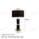 Axyaa Gold Black Stone Floor Lamp w/ Fabric Lampshade, Nordic Luxury Design