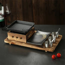 Axya Cast Iron BBQ Plate Set: Square Korean-Style BBQ Stove with Single & Double Tableware