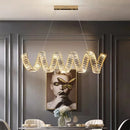Axyaa Wave Steel Crystal Pendant Lamp - Modern Luxury LED Pendant Light